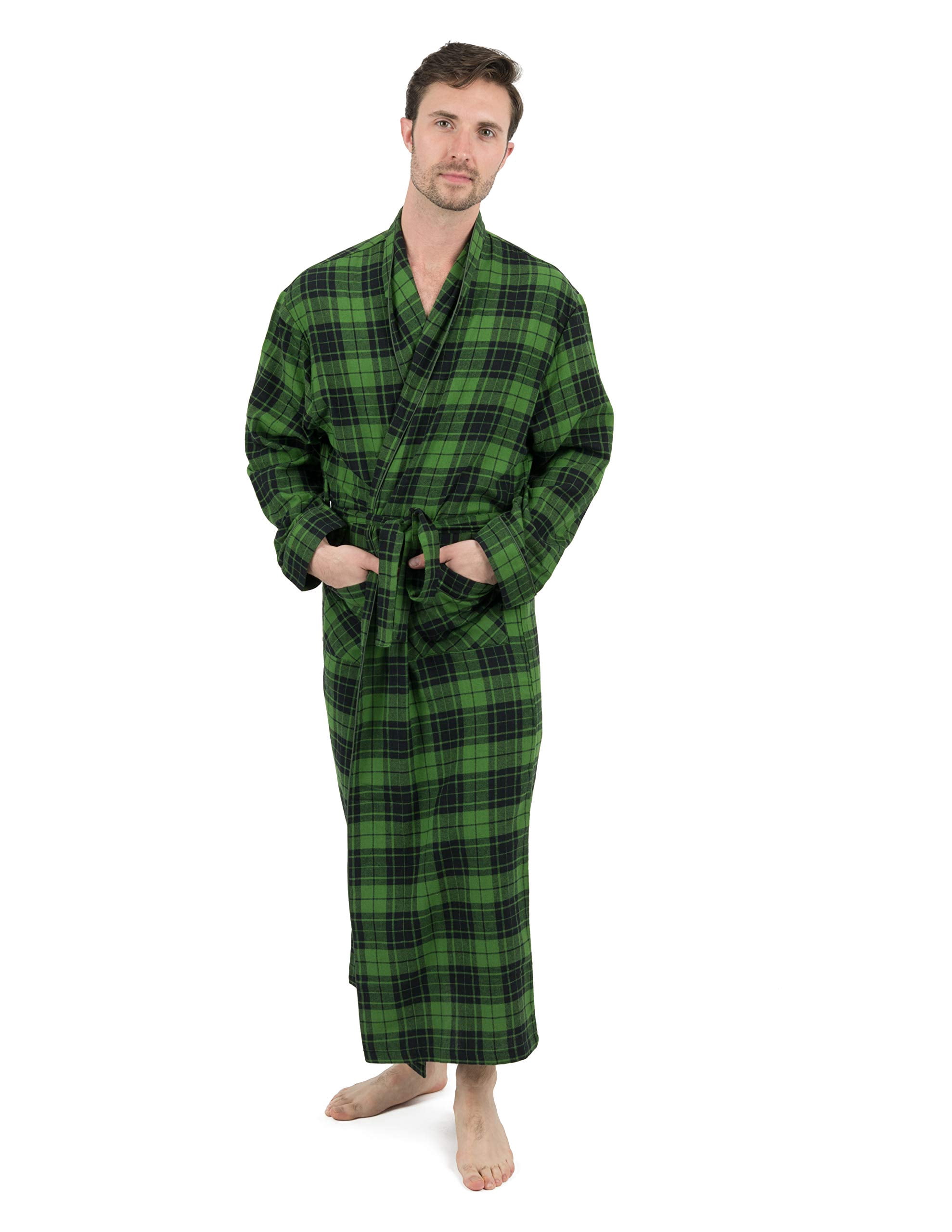 Leveret - Leveret Mens Flannel Robe Christmas Robe (Size Small-XXX-Large) (Green/Black, Medium 