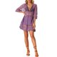 thumbnail image 2 of INSPIRAR CHIC Blusa de Manga Larga con Escote en V Profundo de Encaje Bordado de Malla Transparente Morado M, 2 of 6