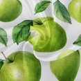 thumbnail image 2 of 60 Inch Round Tablecloth with White Lace Trim Fall Table Cover for Elegant Dining Decor Cartoon Green Apples Pattern, 2 of 8