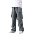 thumbnail image 2 of DJDLJWCJ Teen Boys School Uniform Pants Straight Fit Wide Leg Cargo Pants Elastic Waist Comforty Lightweight Pants Dark Gray Size 9, 2 of 6