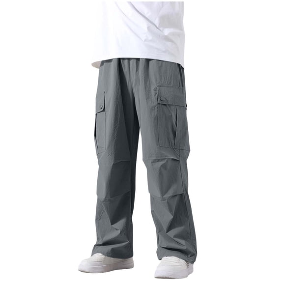 IFNWSV Boys Chino Pants Solid Color Loose Fit Drawstring Elastic Waist Side Pocket Outdoor Casual Long Trousers Dark Gray 7-8 Years