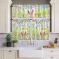 thumbnail image 3 of Kitchen Window Curtains Valance and Tier Set, Easter Egg Pink Bunny Ears Rod Pocket Tier Curtain Valance Set, Watercolor Floral Gradient Light Filtering Cafe Curtains for Bedroom Living Room, 3 of 9