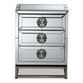 thumbnail image 3 of Laken Contemporary Glam and Luxe Mirrored and Antique Bronze Finished 3-Drawer Nightstand, 3 of 5