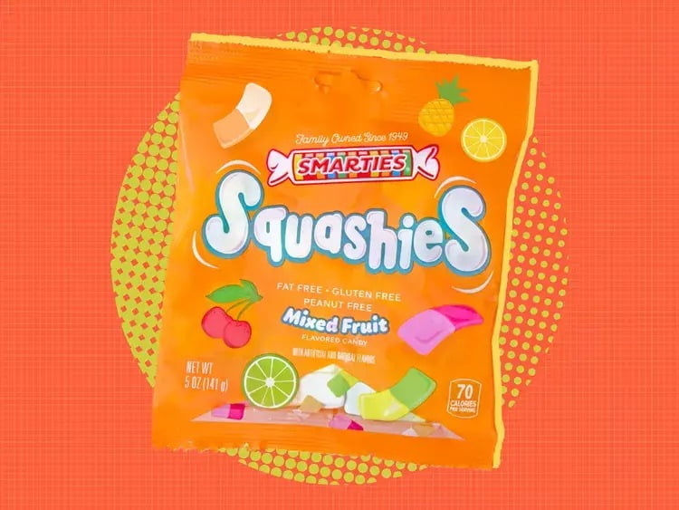 Smarties Squashies Mixed Fruit Foam Marshmallows Gluten Free Peanut Free Gummy Candy 12 Count