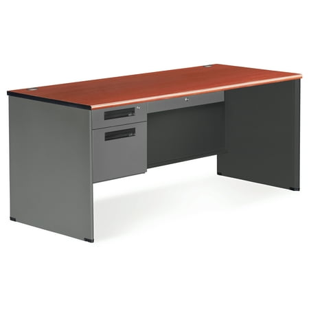 OFM Executive Series Model 77366 3-Drawer Single Pedestal Desk with Panel End, Cherry