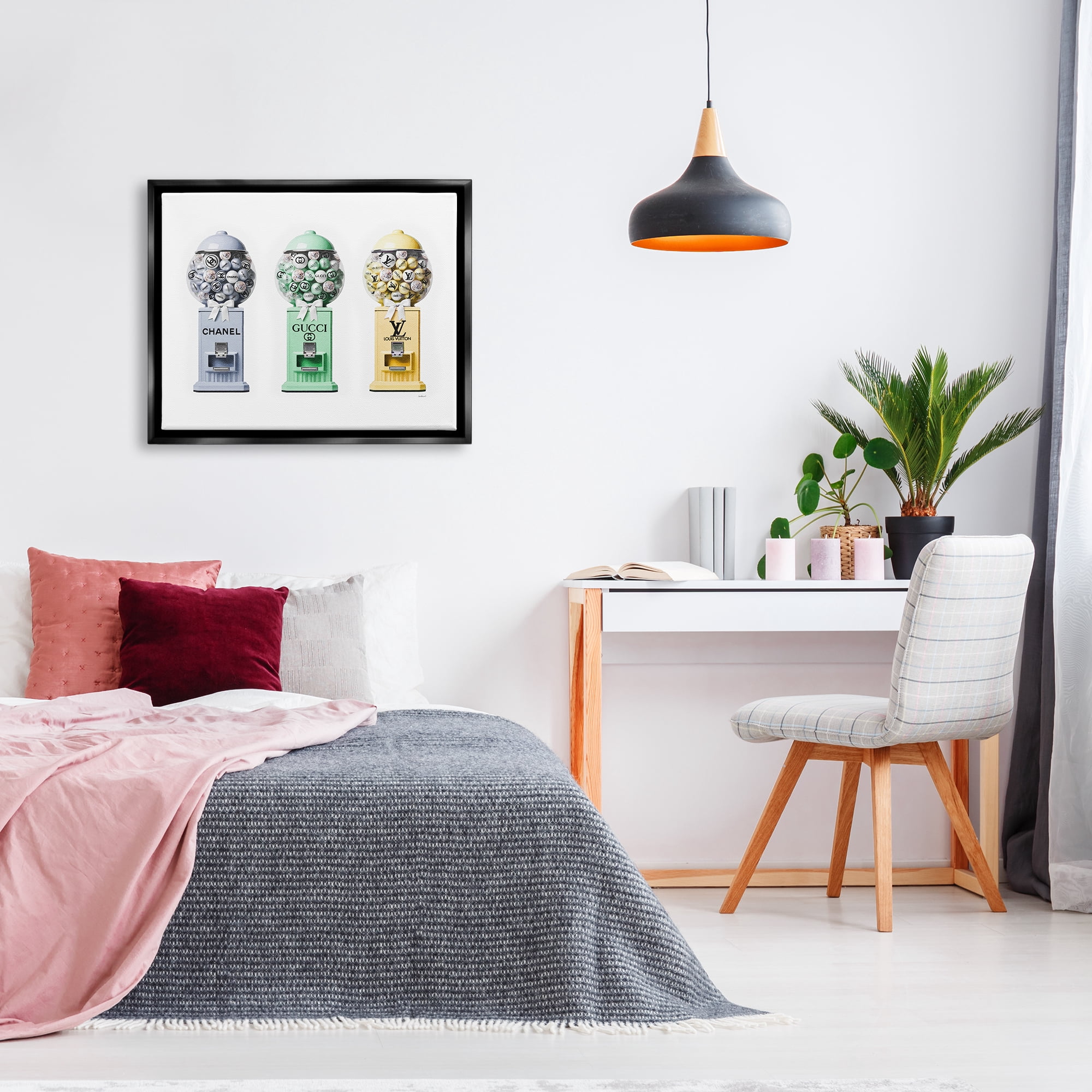 Stupell Industries Pastel Gumball Machines Beauty & Fashion Painting Black Floater Framed Canvas Art Print Wall Art, 31 x 25