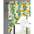 thumbnail image 2 of Summer Lemon Swag Valances for Windows, Small Curtains Drapes, Yellow Green Watercolor Botanical Aqua Striped Kitchen Window Curtains Over Sink Window Treatment Valance for Bedroom/Bathroom 56"x36", 2 of 5