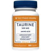 The Vitamin Shoppe Taurine 500MG, A Free Form Amino Acid, Antioxidant that Supports Cellular and Cardiovascular Health with Vitamin B6, Brain and Memory Support (100 Capsules)