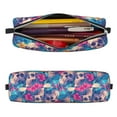 thumbnail image 2 of Fotbe Skull blue leaf Pattern Leather Pencil Case, Pencil Pouch with Durable Zipper, Compact and Stylish Organizer for Stationery, Art Supplies, Travel Essentials, 2 of 7