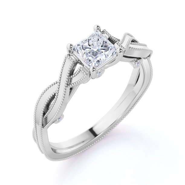 JeenMata Classic .83 ct Princess Cut Diamond Infinity Beaded