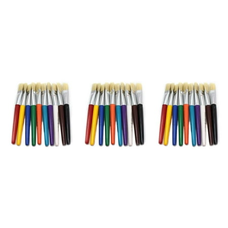 UPC: 0194629007660 | Charles Leonard Creative Arts Stubby Flat Brushes Assorted Colors 10 Per Pack 3 Packs