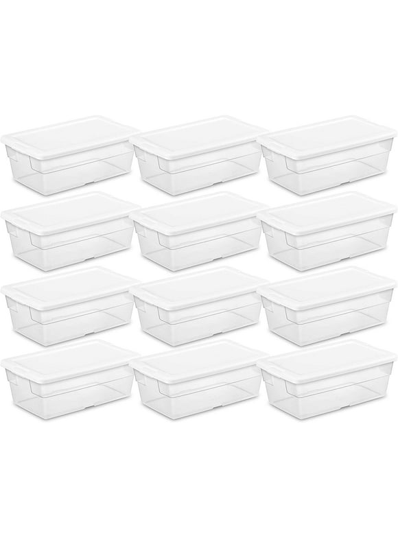 Sterilite 16428012 6 Quart/5.7 Liter Storage Box, White Lid with Clear Base (Pack of 12)
