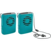 O2COOL 3.5 inch Deluxe Personal Battery Powered Necklace Fan for Cooling, Teal, 2 Pack