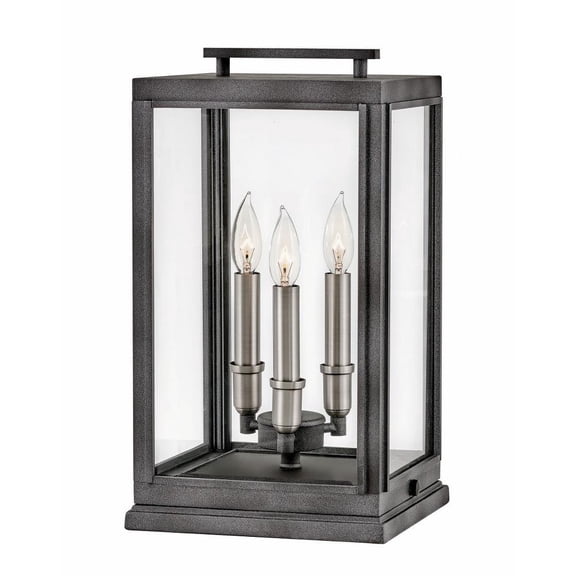 3 Light Large Outdoor Low Voltage Pier Mount Lantern in Traditional Style 10.25 inches Wide By 18 inches High-Aged Zinc Finish-E12 Candelabra Lamp