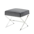 thumbnail image 3 of HomeRoots 487856 18 x 18 x 18 in. Gray Velvet & Silver Ottoman, 3 of 3