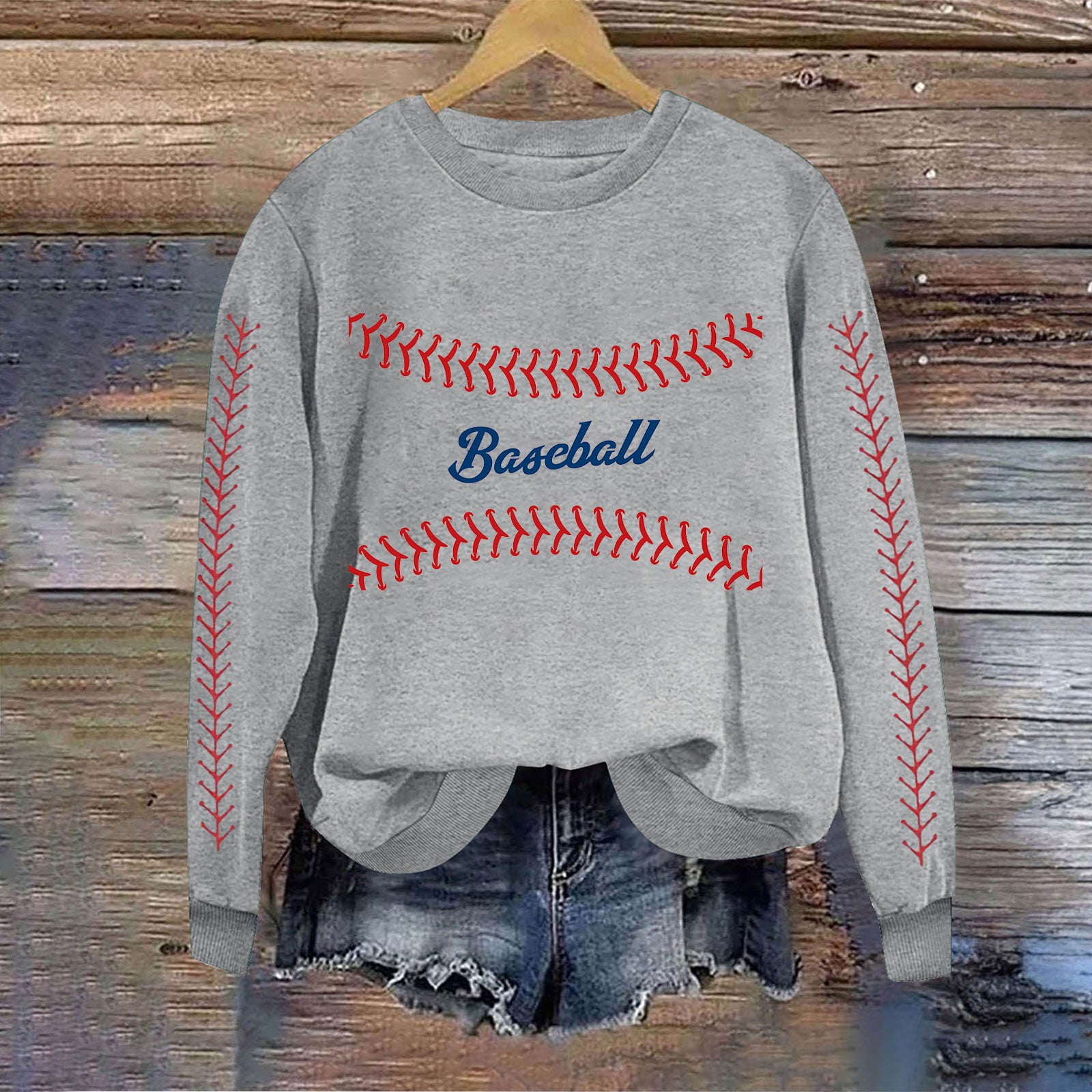 Game Day Baseball Sweatshirt for Women Long Sleeve Pullover Tops Casual Loose Crewneck Funny Baseball Mom Tunic Blouse