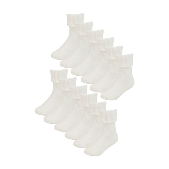 Baby Cotton Turn Over Top Socks | 6 Pair Pack | Sock Snob | Plain Funny Socks for Boy and Girl