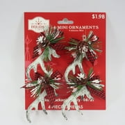 Holiday Time Christmas Tree Mini Ornaments, Pinecones with Antlers, 4 Count