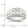thumbnail image 2 of White Sterling Silver Ring Band with Stones Men's Cubic Zirconia CZ, 2 of 2