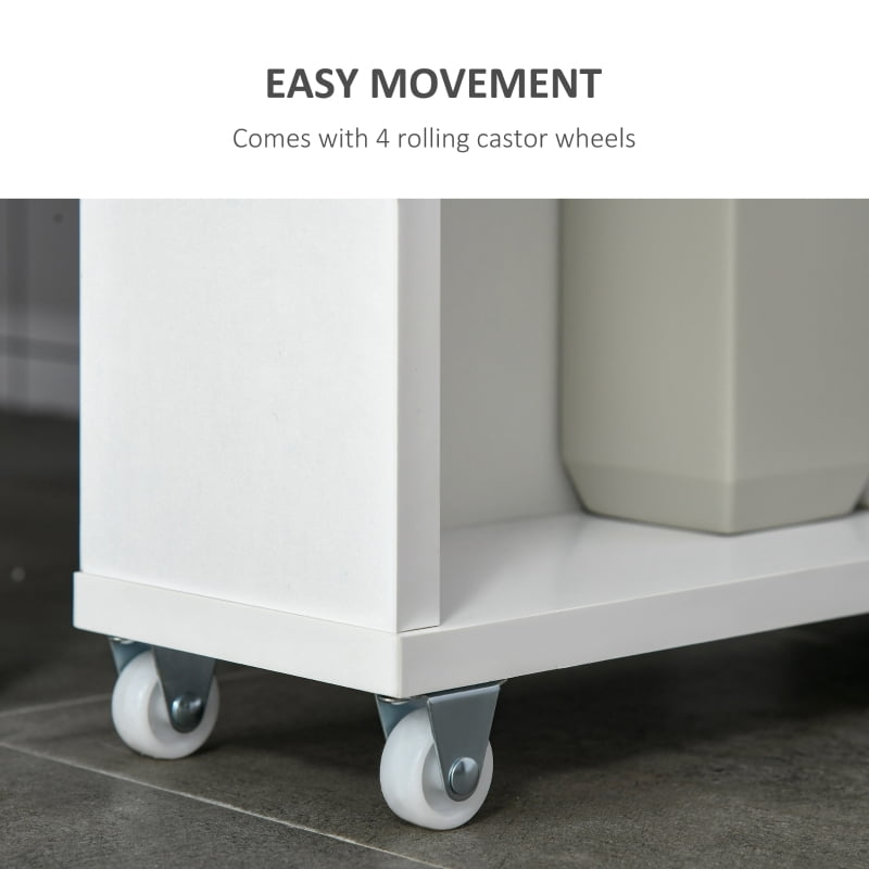 Alvantor Slim Bathroom Storage Cabinet with Wheels, Narrow Rolling Organizer 19.75"W x 5"D x 26.5"H White