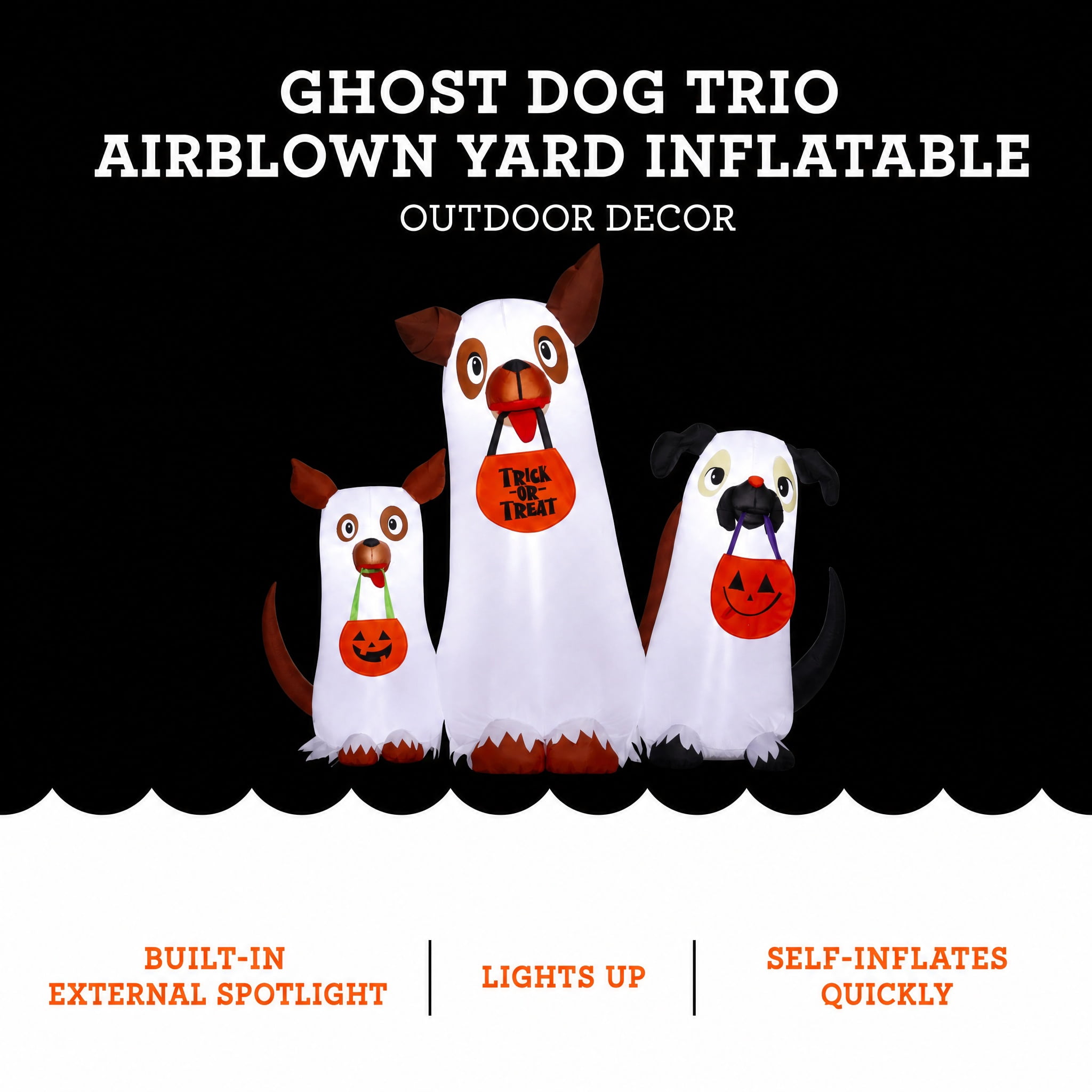 Ghost Dog Trio Airblown Yard Inflatable, Multicolor, 6', Halloween by Way To Celebrate