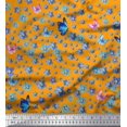 thumbnail image 1 of Soimoi polyester Crepe Fabric Butterfly & Flower Floral Print Fabric by Yard 52 Inch Wide, 1 of 3