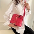 thumbnail image 2 of Sonducket Bolso de hombro de cuero para mujer, cartera de Color sólido, bolsas de almacenamiento para interiores y exteriores, bolsos de compras, festival Bolsas de mensajero y de hombro Rosa roja, 2 of 7