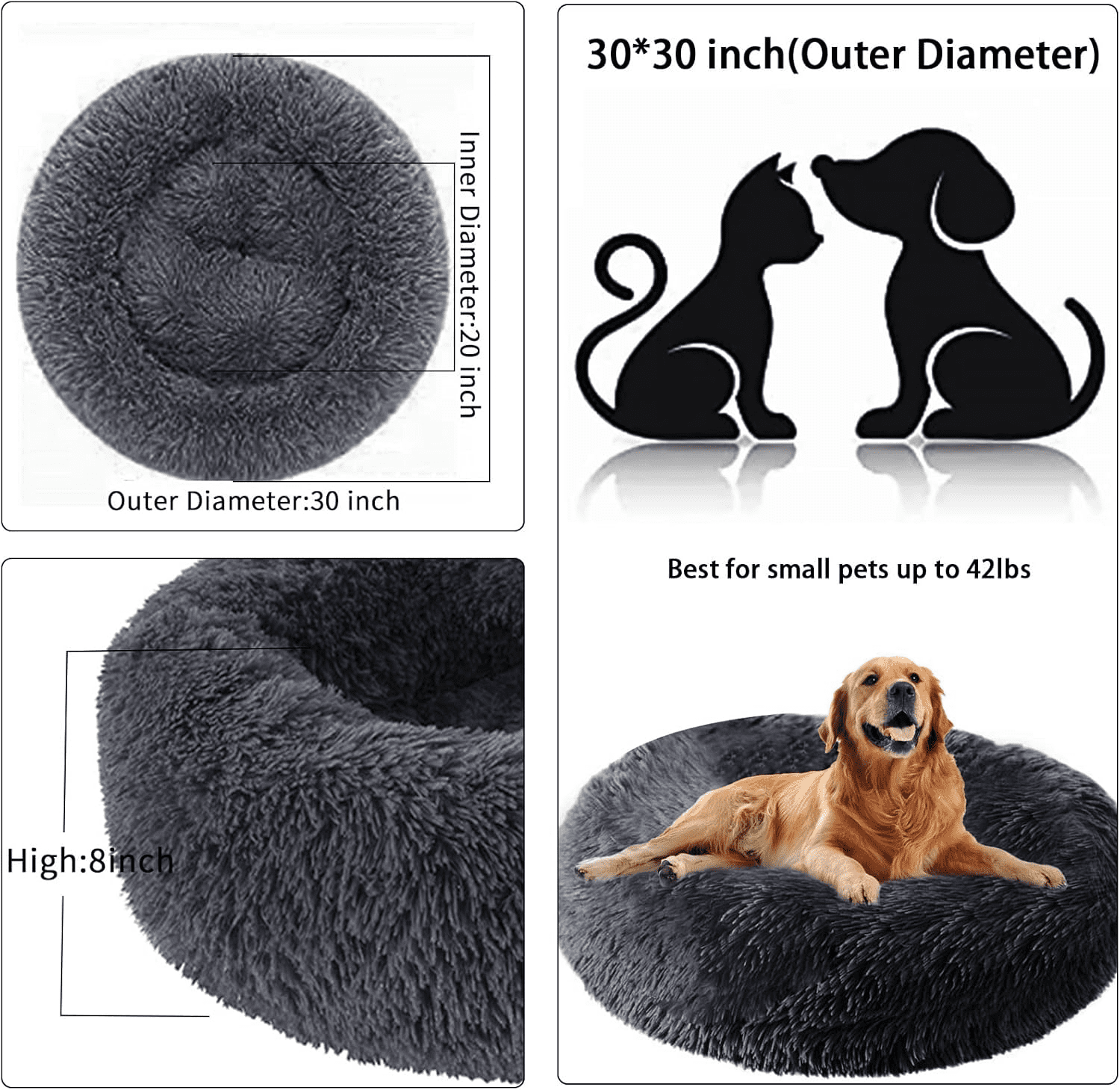 Nisrada Dog Bed for Medium Large Dogs, 36 inch Washable Round Cozy Soft Pet Bed
