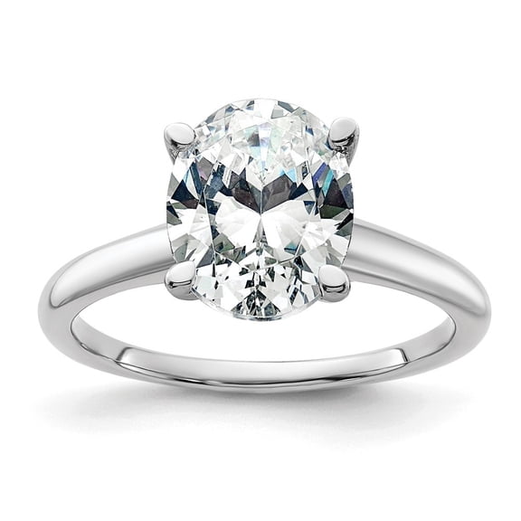 Diamond2Deal 14k White Gold 3ct. GHI True Light Oval Solitaire Ring for Women Size 8
