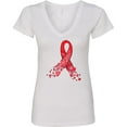 thumbnail image 3 of Inktastic Heart Health Awareness Red Ribbon Made of Hearts Women's V-Neck T-Shirt, 3 of 5