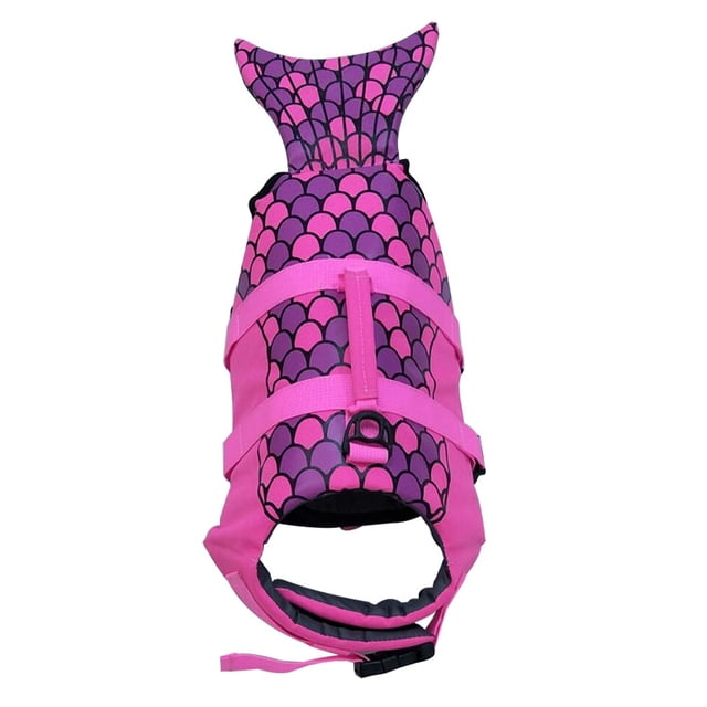 Dog Life Jackets, Ripstop Pet Floatation Life Vest for Small, Middle, Large Size Dogs, Dog Lifesaver Preserver Swimsuit for Water Safety at The Pool, Beach, Boating, XL, Pink Mermaid