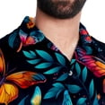 thumbnail image 5 of Flower Butterfly Men's Casual Hawaiian Shirt Printed Button Down Short Sleeve Summer Beach Shirts Unisex, 5 of 6