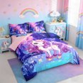 thumbnail image 2 of Erosebridal Purple Unicorn Animal 7-Piece Bedding Comforter Set,Kawaii Stars Rustic Flower Mushroom King Bedding Sets For Kids,Reversible Pink, 2 of 7