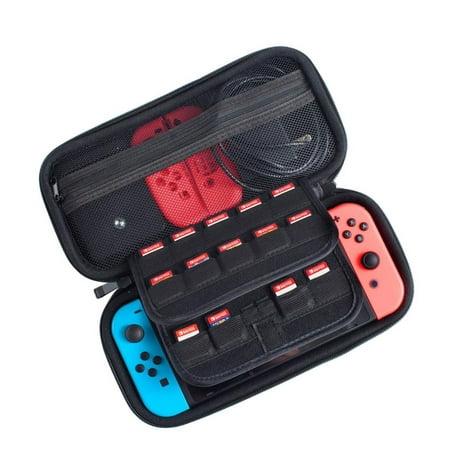 Insten For Nintendo Switch Case, Portable Travel Case Carrying Pouch with 29 Game Card & Accessories Storage Slot for Nintendo Switch and OLED Model Console, Black