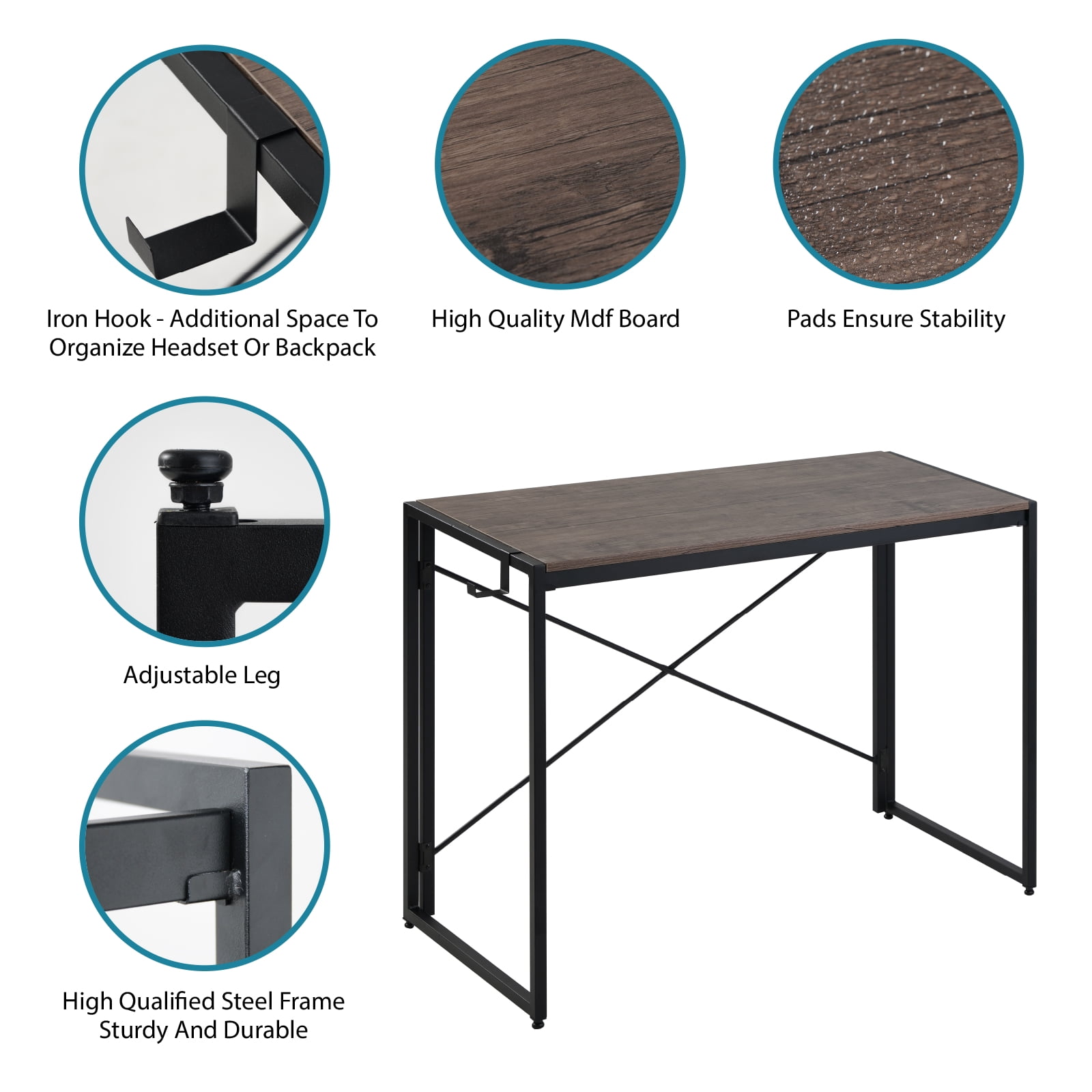 Resenkos Portable Folding Computer Desk, Home Office Table Writing Study Desk Resenkos Portable Folding Computer Desk, Home Office Table Writing Study Desk