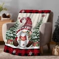 thumbnail image 2 of Christmas Dwarf Flannel Blanket for Bed,Travel and Camping, Winter Snowflakes Xmas Trees Vintage Plaid Super Soft Cozy Blanket for All Seasons 60"x80", 2 of 9