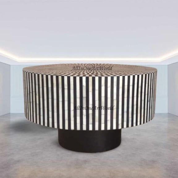 Illusion bone inlay coffee table black, bone inlay coffee table, bone inlay coffee table small