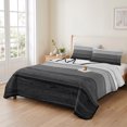 thumbnail image 2 of Full Quilt Set 78''x90'', Black Grey Ombre Lightweight Summer Bedspread Coverlet Set with 2 Pillow Shams, Farmhouse Vintage Wooden Striped Breathable All Season Quilt Bedding for Bedroom/Guest Room, 2 of 9