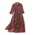 thumbnail image 2 of Jusqu'à 65 % de Rabais! Robes d'Été Mode pour Femmes 2024 Grande Taille Manches Mi-Longues Coton Lin Chemise à Fleurs Robe à Col à Revers Ample à Boutons à Bretelles Robe d'Été, 2 of 7