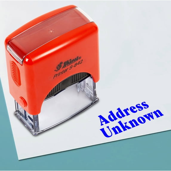 Printtoo Address Unknown Self Inking Rubber Stamp Pre,Inked Office Stamp, Home Office Business Stationery, 38 x 14 mm, Blue