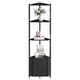 thumbnail image 1 of QinaQin Repisa esquinera de 5 niveles y 57 pulgadas, con estructura metálica y repisas de madera, ideal para sala, cocina, baño o recámara, 1 of 8