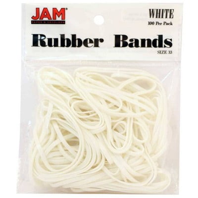100pk Colorful Rubber Bands - Size 33 - White: Office Elastic Bands, Rubberband Fasteners, Stationery Supplies