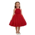 thumbnail image 7 of CYRBOKO Flower Girl Dresses, Sleeveless Princess Wedding A-line Mesh Dresses Red Size 5-6 T, 7 of 7