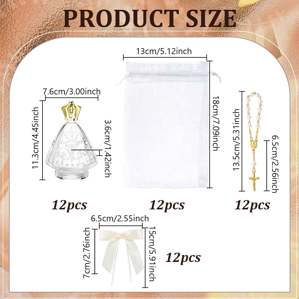 12Pcs Glass Perfume Refillable Bottles with 12Pcs Organza Gift Bags 12Pcs Polyester Packaging Ribbon Bowknot