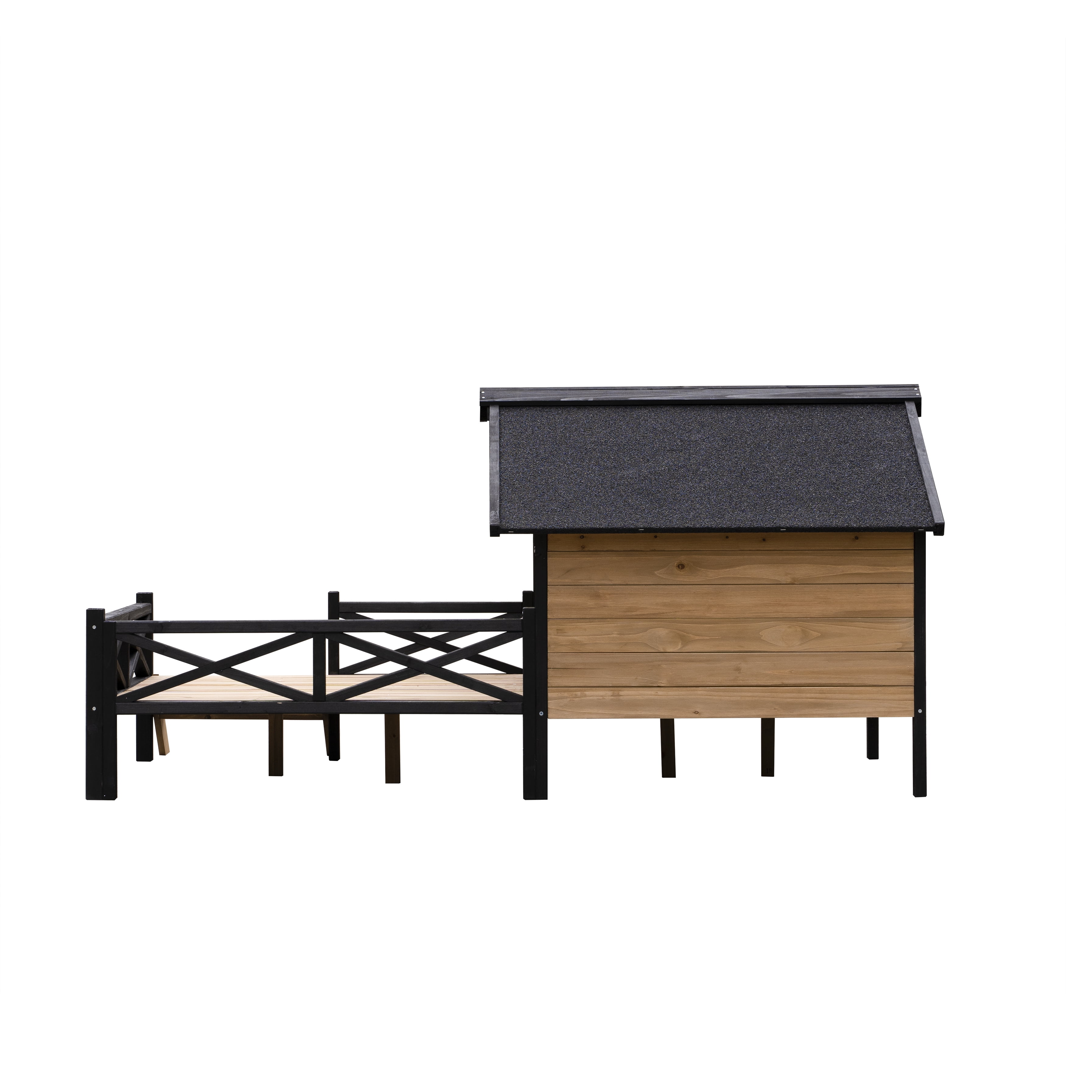 FFZ Outdoor Large Wood Cabin Style Dog Kennel Porch