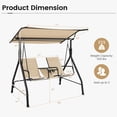 thumbnail image 5 of Costway 2-Seat Outdoor Patio Swing Adjustable Canopy Tempered Glass Table Top Cup Holder Beige, 5 of 10
