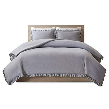 Intelligent Design Stacey Jersey Knit With Ruffles Duvet Cover Set