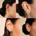 thumbnail image 4 of Alexcraft 3 Pairs Hoop Earrings for Women 14K Gold Plated Huggie Earring Set Hoops Multiple Piercings Earrings Sets for Women 6-8-10 mm, 4 of 7