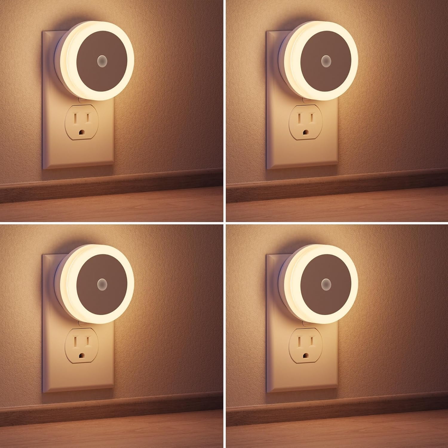 SHAANXIXIAN LED Baby Night Lights Plug into Wall [4Pack], Nightlight with Light Sensors for Kids Room, Bathroom Stair Lights, Hallway Light, Warm White