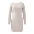 thumbnail image 4 of Sngxgn Women's Dress Long Sleeve Crewneck Dress(Beige,M), 4 of 6